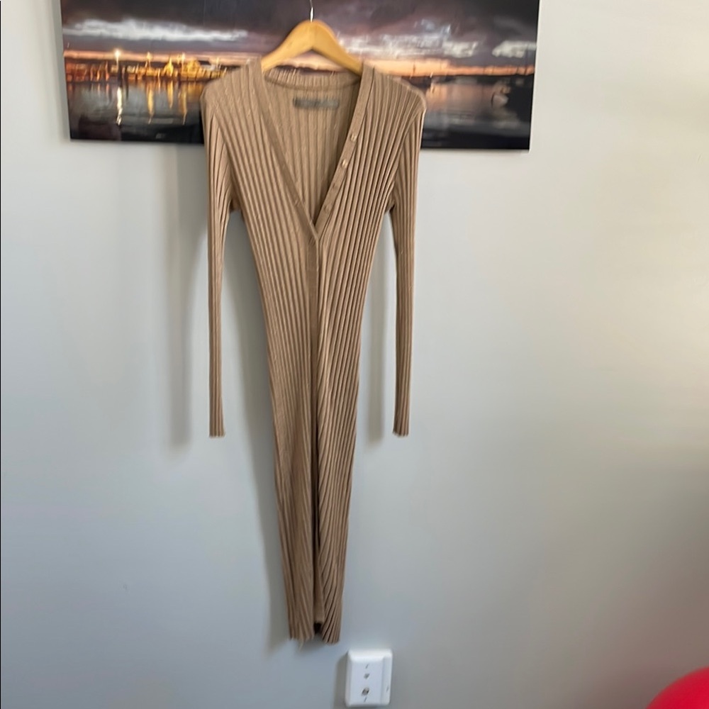 Enza Costa Metallic Ribbed Cardigan